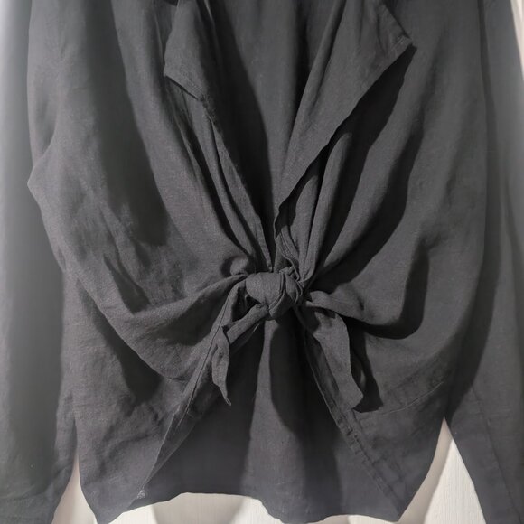 Aritzia Wilfred Free | Aperitif Tie-front Linen Top In Black - Picture 7 of 10